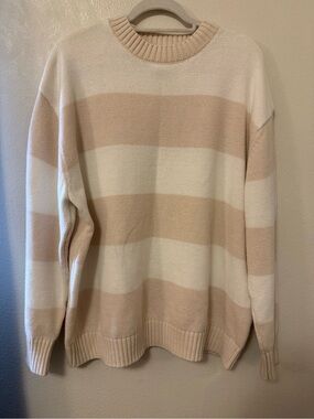 Jessica Simpson- Cream and Beige Striped Knit Sweater